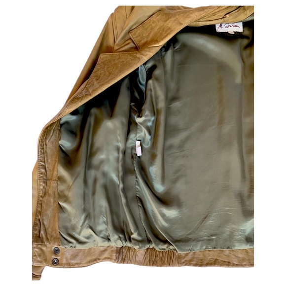 M Julian for Wilson’s Leather Tan Distressed Leather Bomber/Aviator Jacket - Picture 5 of 16